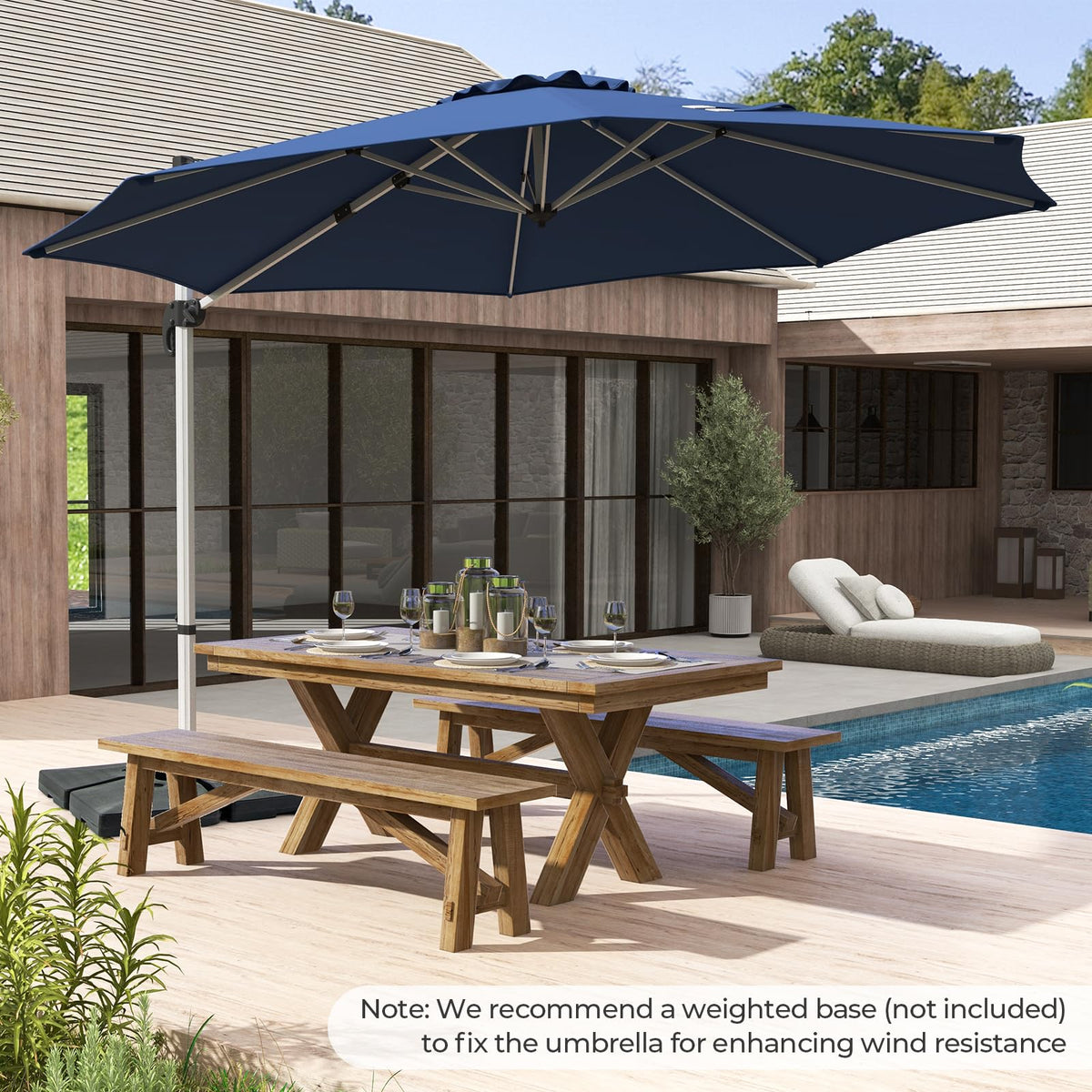 11 FT Cantilever Patio Umbrella with 360° Rotation P1921