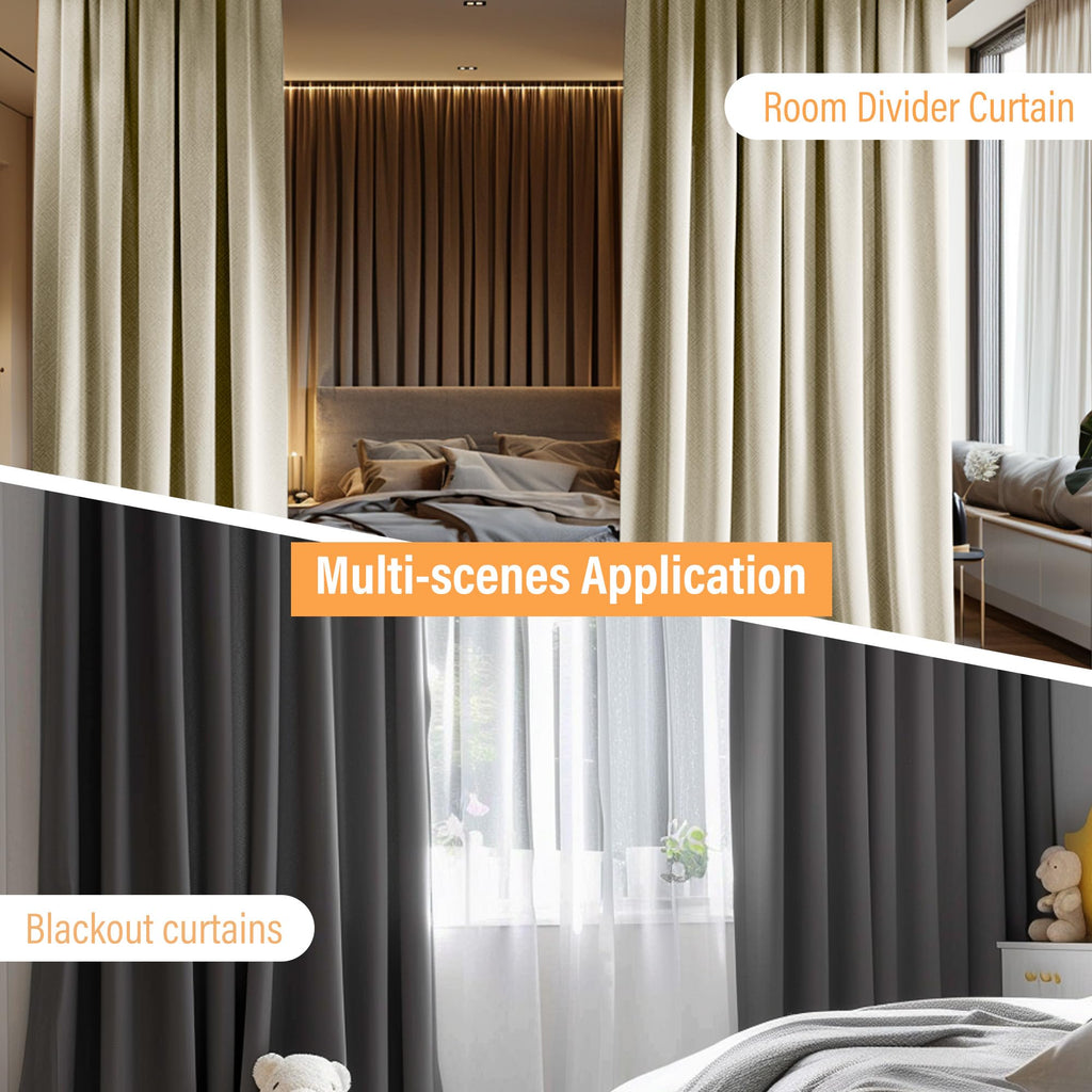 Blackout Room Divider Curtains with Ceiling Tracks Set P8545