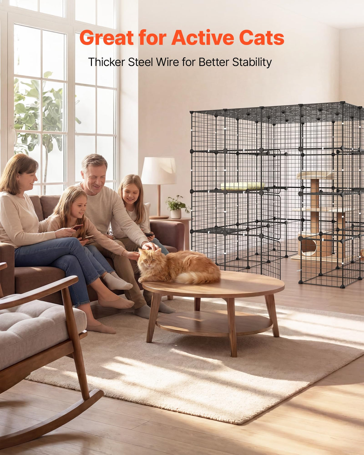 4-Tier Metal Wire Cat Cage with 3 Doors E5404