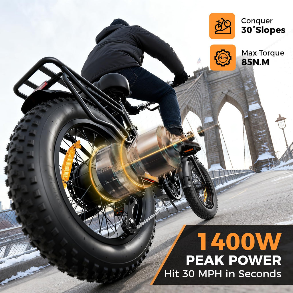 1400W 30MPH 48V 13AH Fat Tire Foldable Electric Bike U618