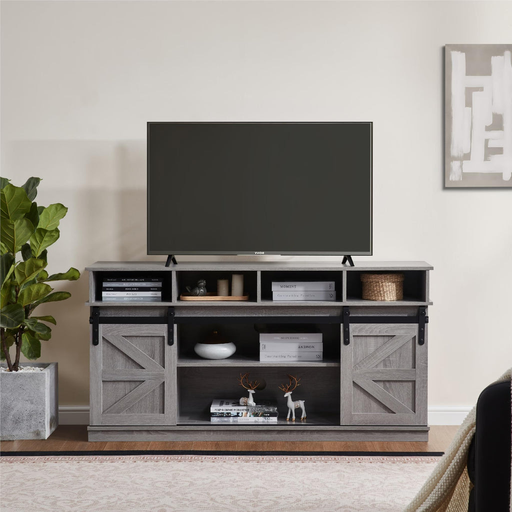 65" Grey TV Stand with Sliding Doors T723