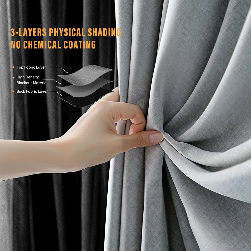 Blackout Room Divider Curtains with Ceiling Tracks Set P8545