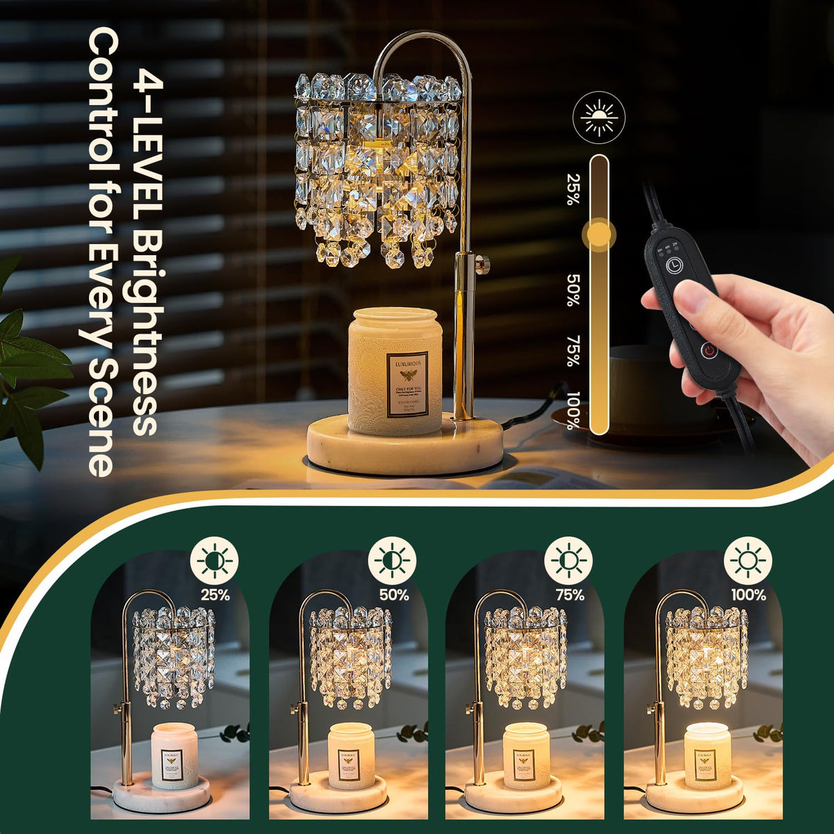 Candle Warmer Lamp with Timer Dimmer Adjustable Height D919