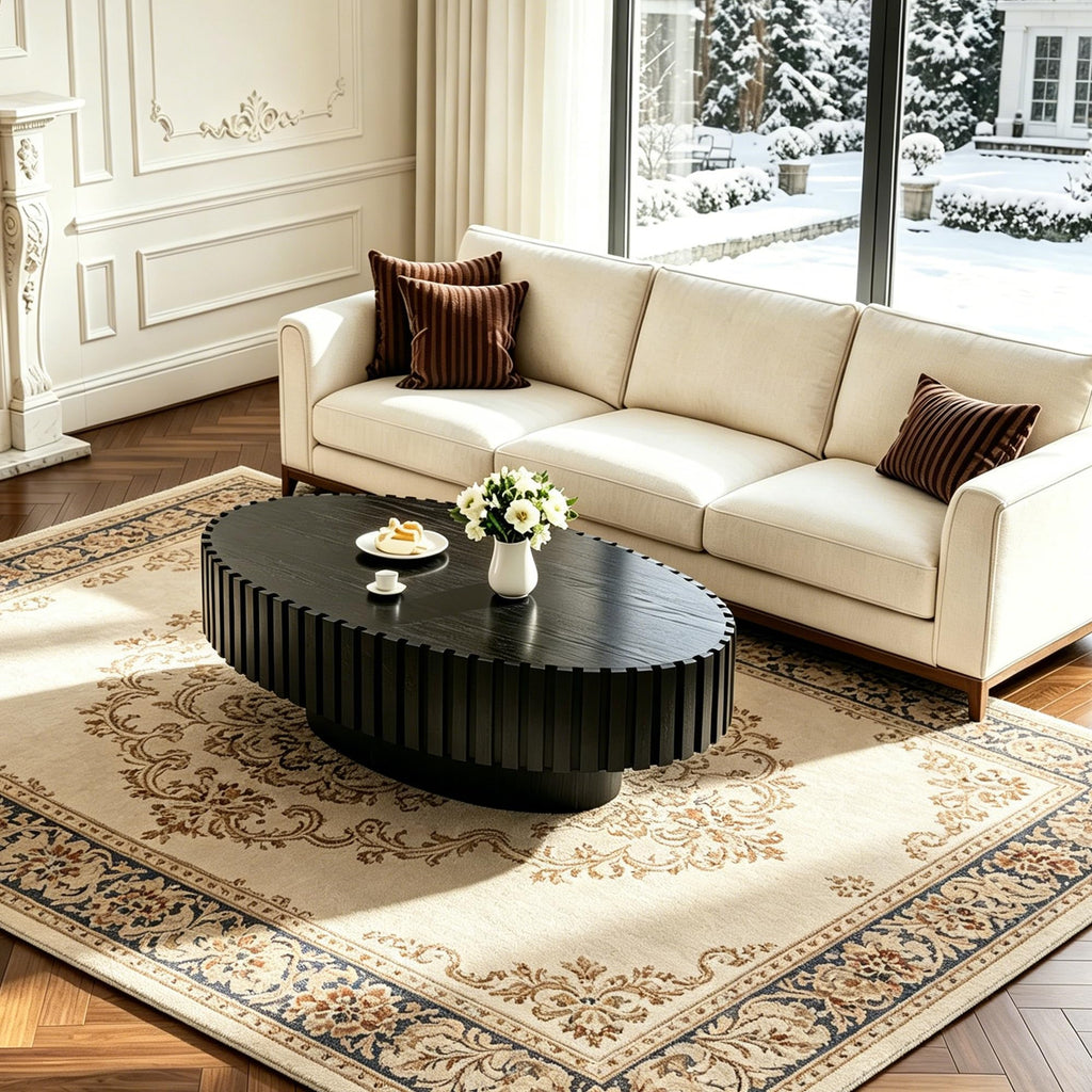 Oval Drum Coffee Table with Pedestal N1792