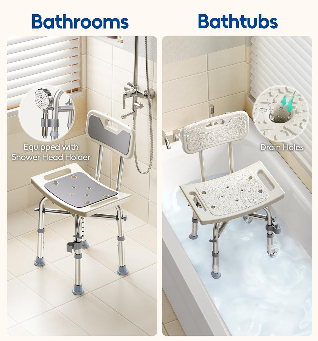 Shower Chair with Back Seat Bench C835