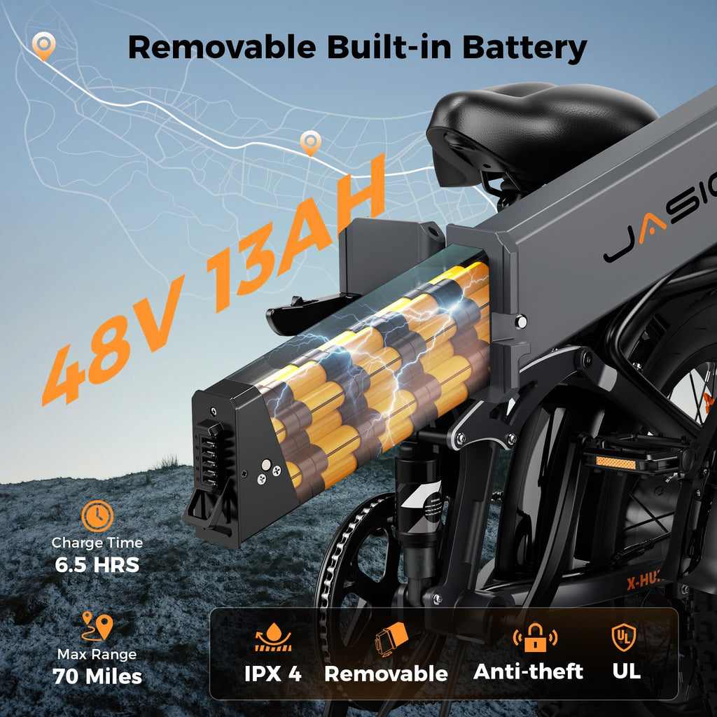 1400W 30MPH 48V 13AH Fat Tire Foldable Electric Bike U618