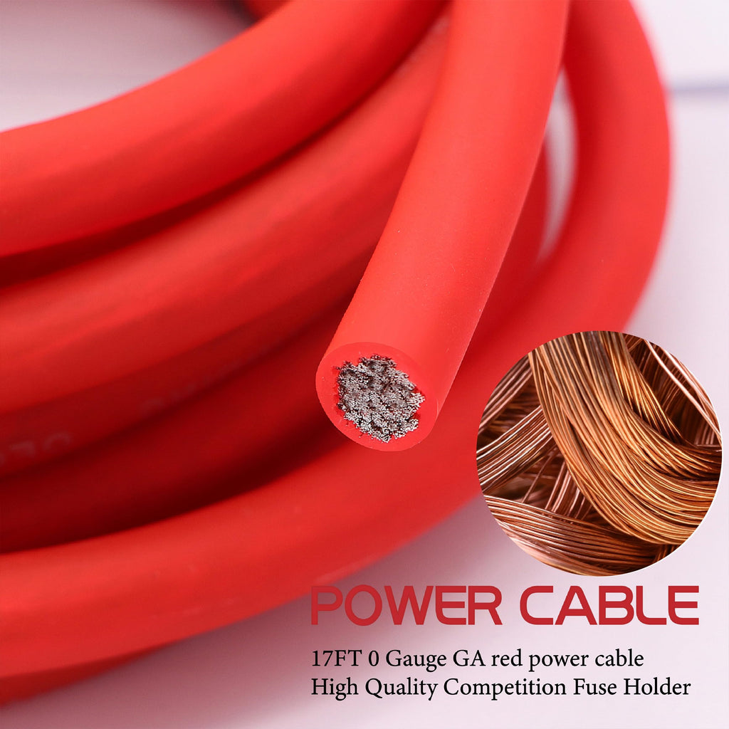 0 Gauge 3000W Amp Wiring Kit with 17FT CCA Power Cable Z270651