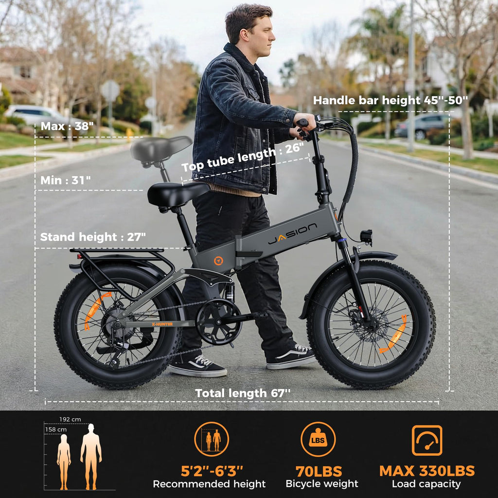 1400W 30MPH 48V 13AH Fat Tire Foldable Electric Bike U618