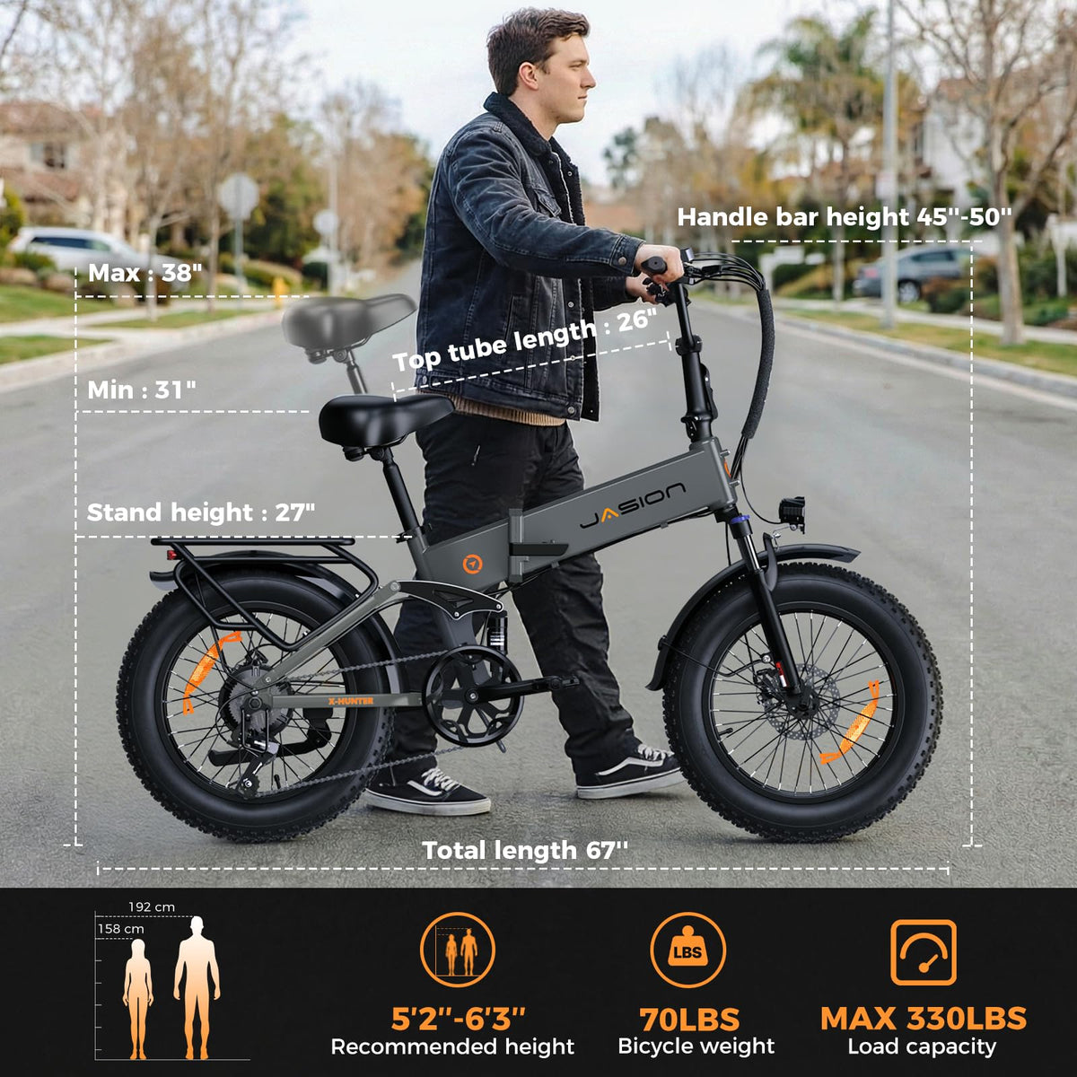 1400W 30MPH 48V 13AH Fat Tire Foldable Electric Bike U618