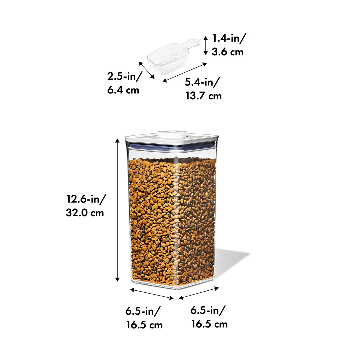 6.0 Qt Airtight BPA Free Clear Pet Food Storage Container with Half Scoop X46519