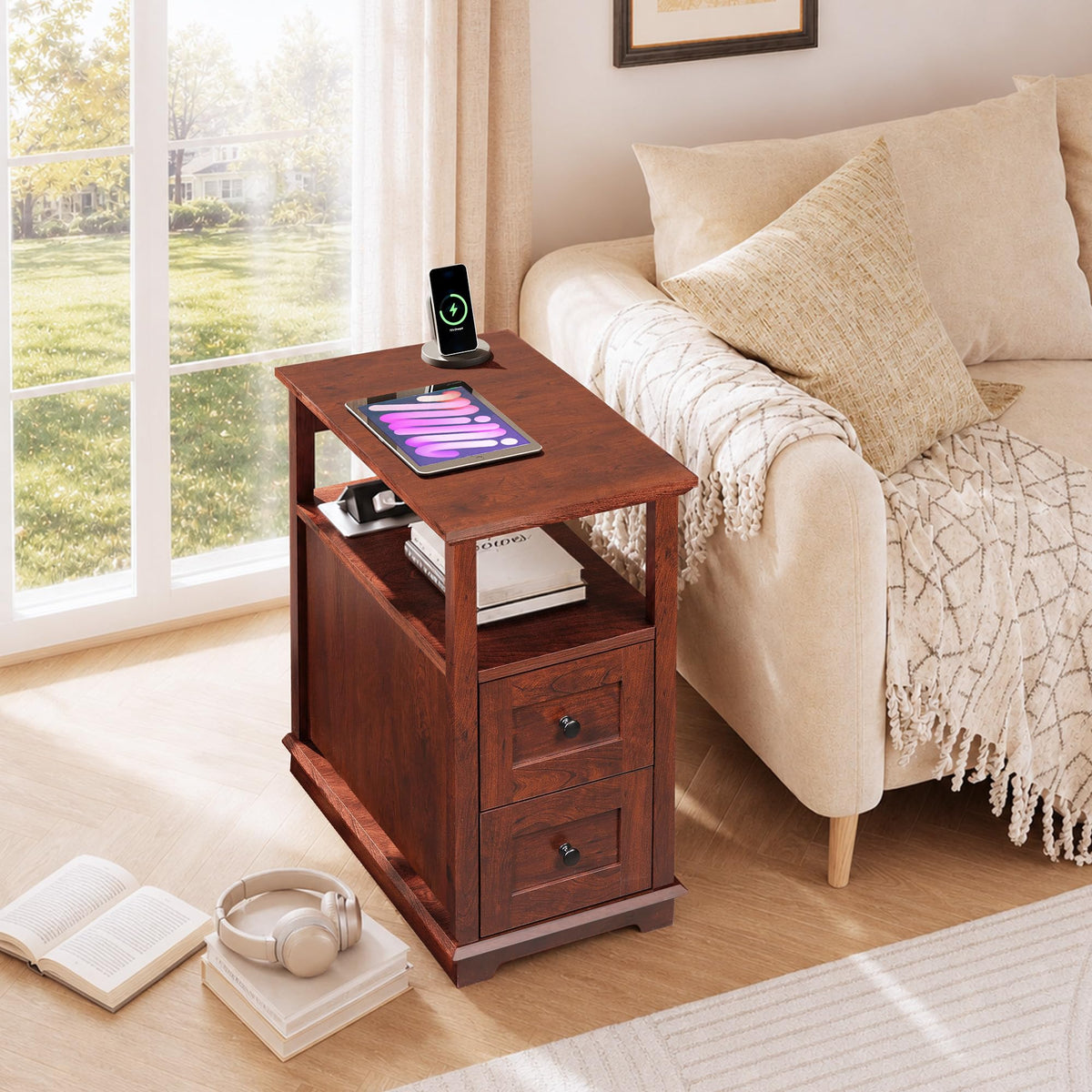 End Table with Charging Station & 2 Drawers J495492