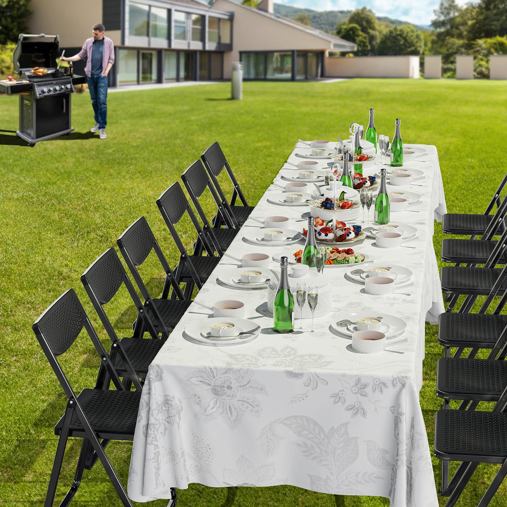 Black Plastic Folding Chairs with Mesh Seat, 10 Pack B349570