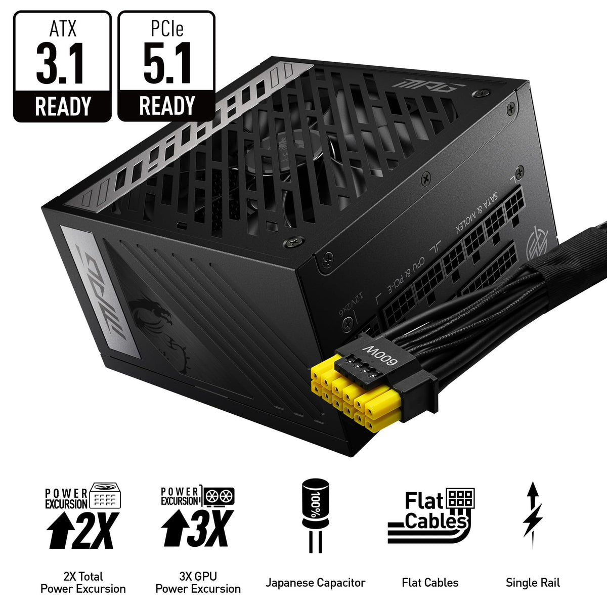 Fully Modular Compact 850W 80+ Gold ATX 3.1 Power Supply U4384