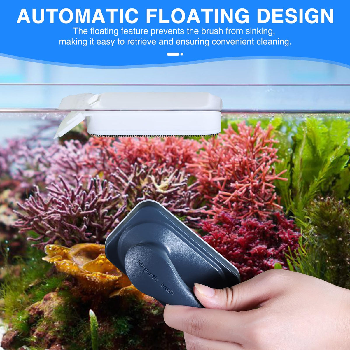 Automatic Fish Feeder and Magnetic Glass Cleaner Brush U74706