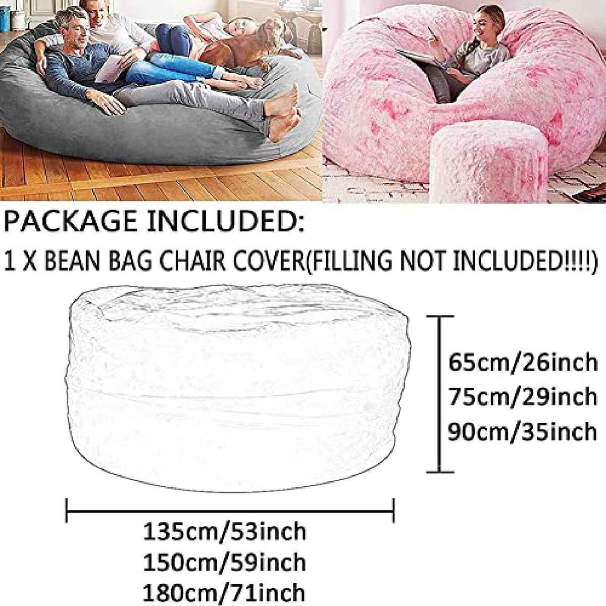 Yellow 6FT Bean Bag Chair Cover K651
