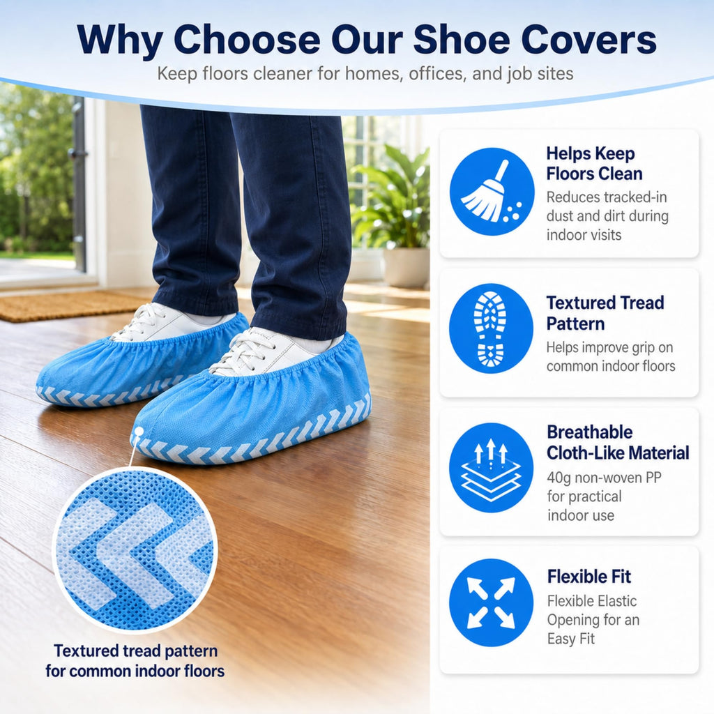 Blue Disposable Shoe Covers 100 Pack XL A236