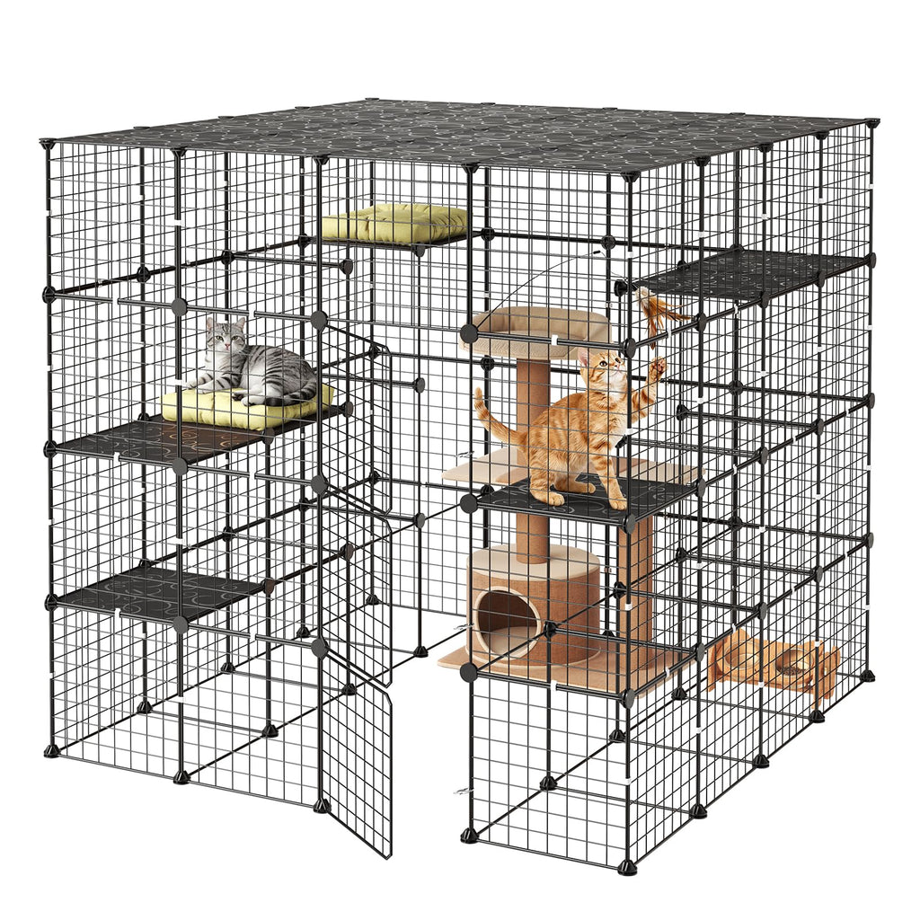 4-Tier Metal Wire Cat Cage with 3 Doors E5404