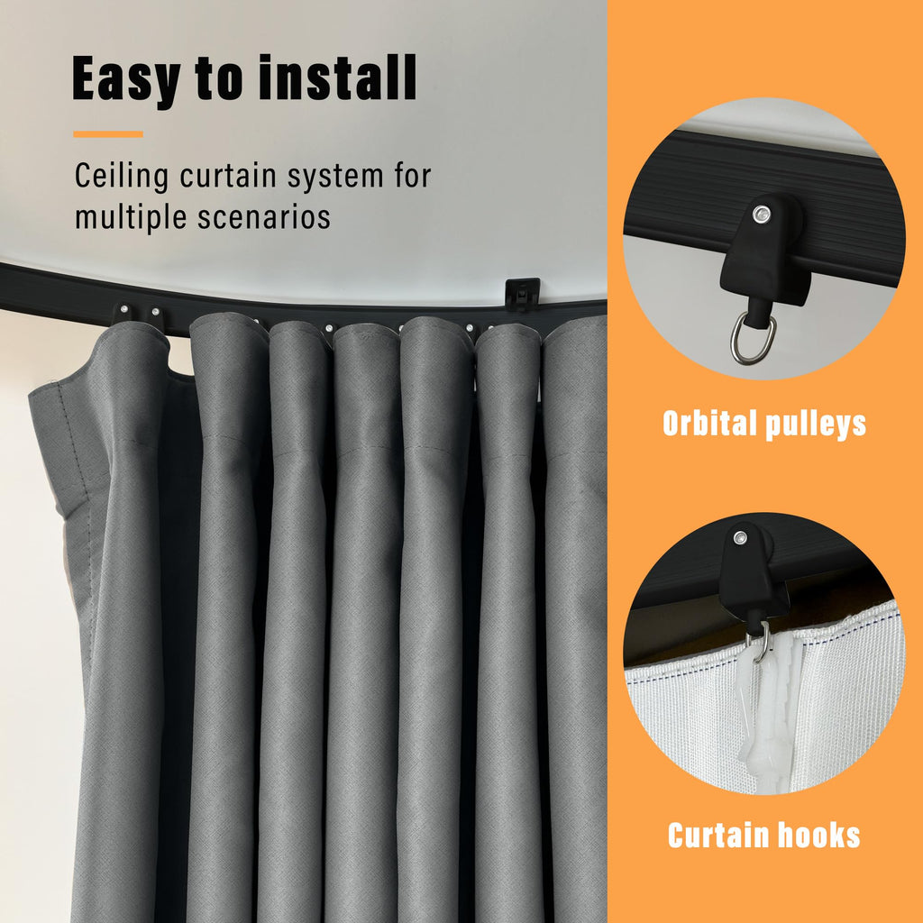 Blackout Room Divider Curtains with Ceiling Tracks Set P8545