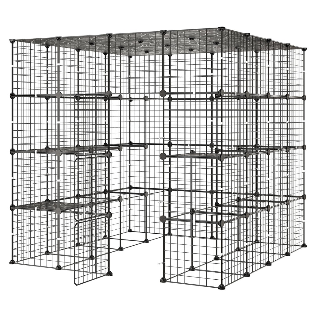 4-Tier Metal Wire Cat Cage with 3 Doors E5404