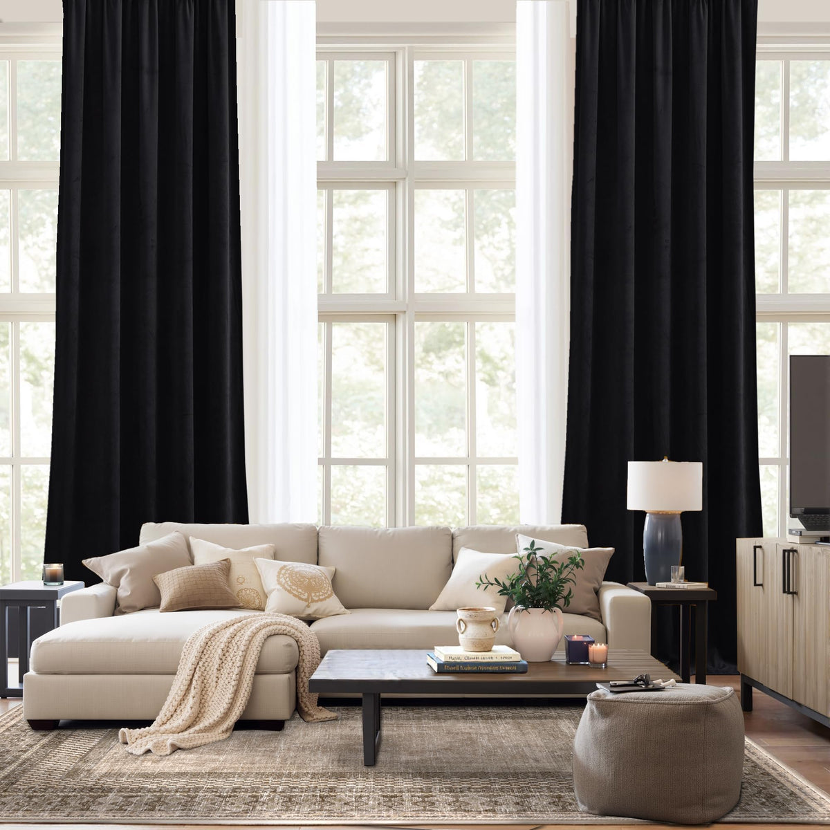 Black Out Velvet Curtains 108 inches Long Q411339