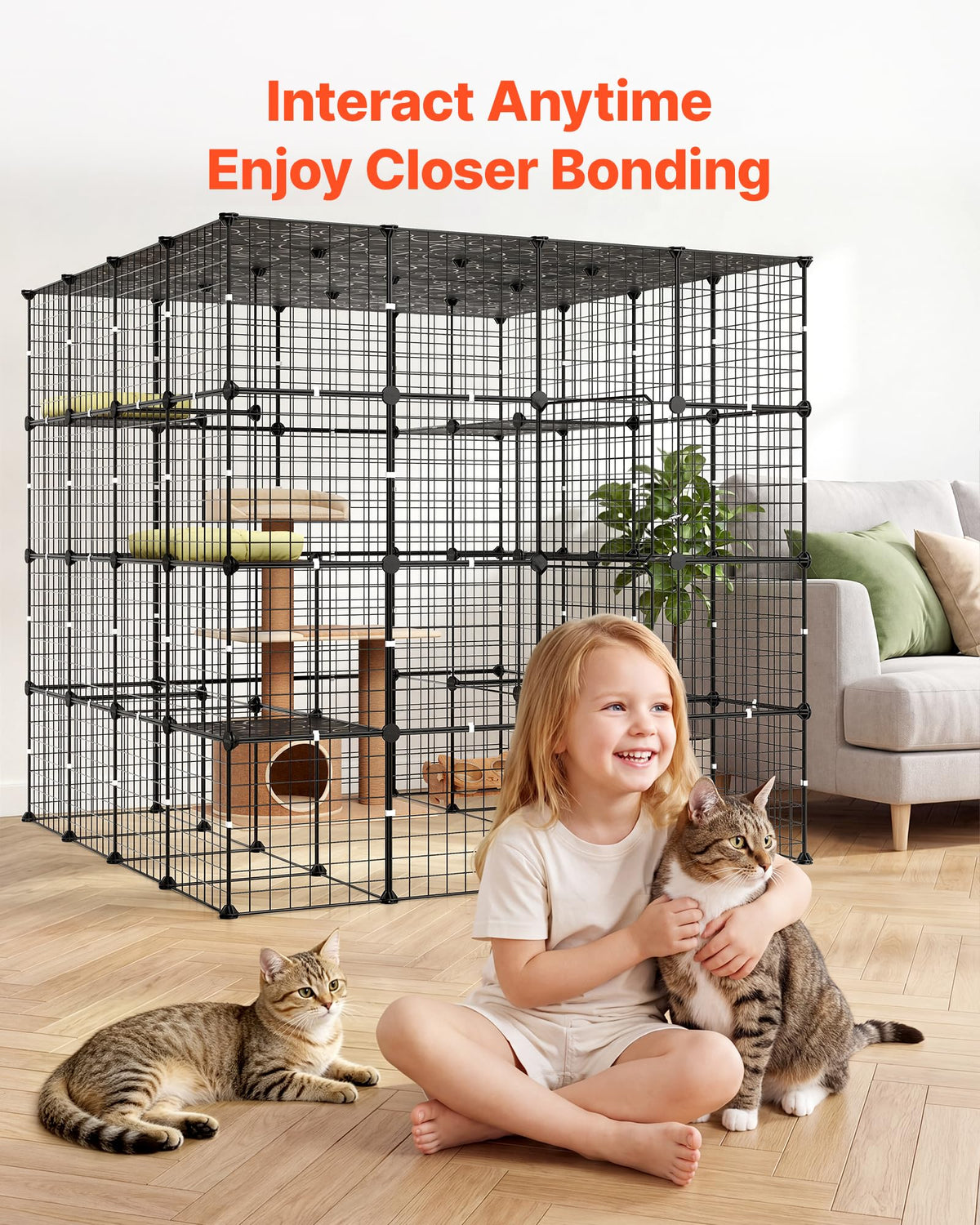 4-Tier Metal Wire Cat Cage with 3 Doors E5404