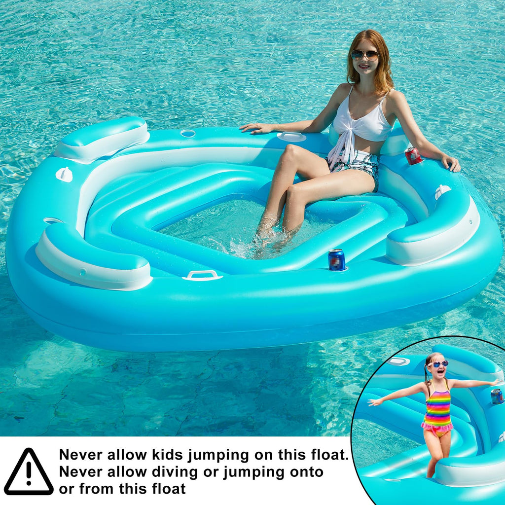 Blue XL Inflatable Pool Float with Cup Holders E720