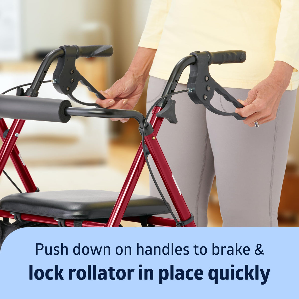 Lightweight Folding Aluminum Rollator Walker with 6-inch Wheels, Adjustable Seat and Arms, Burgundy Z4381