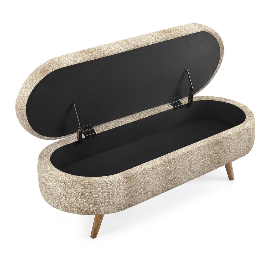 Oval Storage Bench with Rubber Wood Legs Z336489