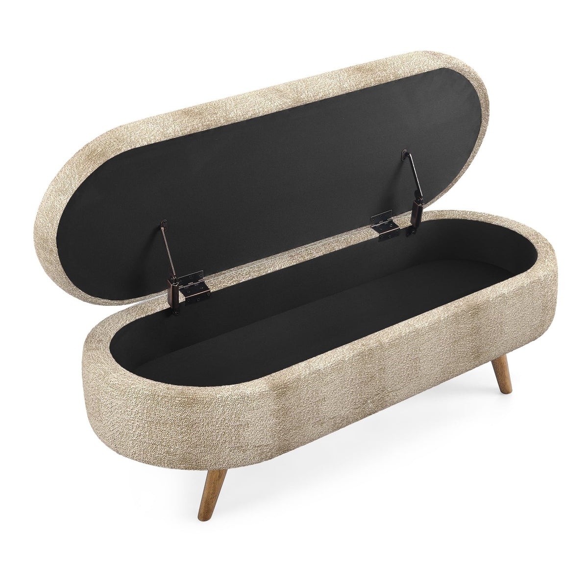 Oval Storage Bench with Rubber Wood Legs Z336489