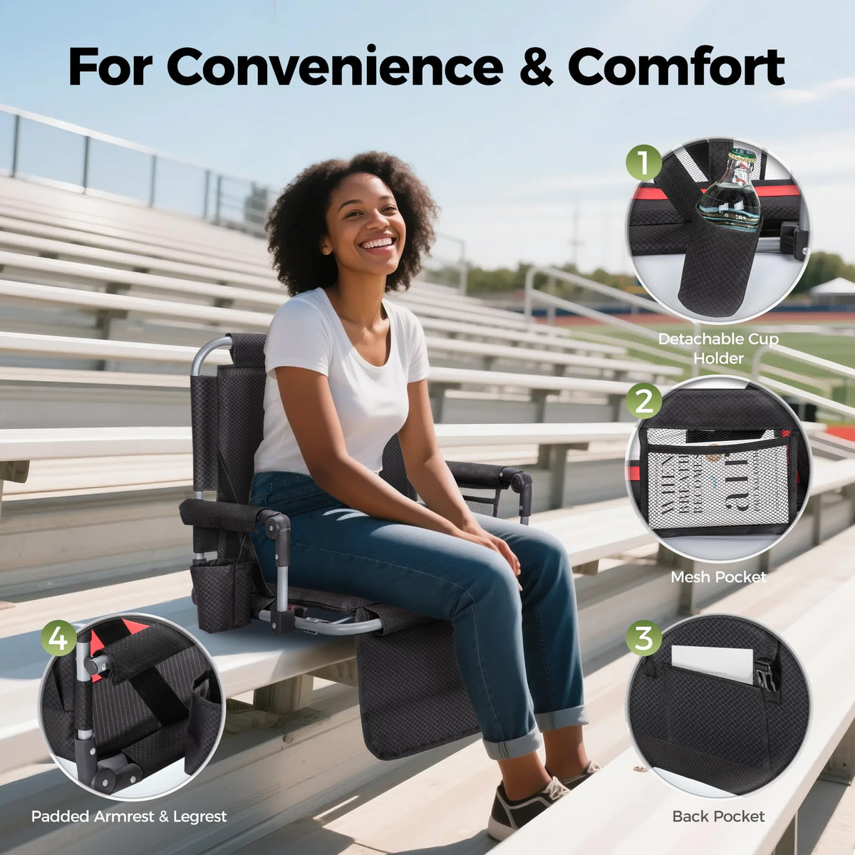 Extra Wide Padded Stadium Seats with Back Support X796256