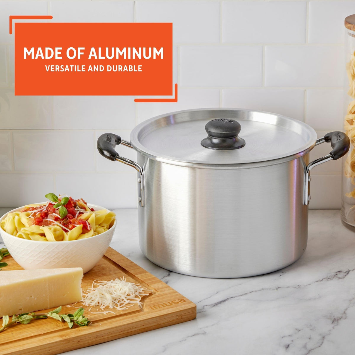 Silver 8 Quart Aluminum Stock Pot with Lid Z6965