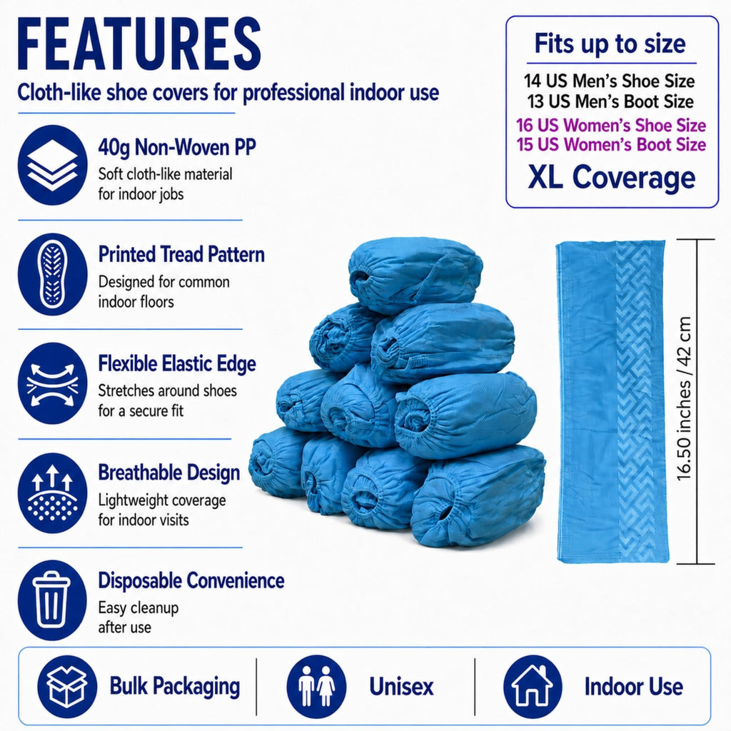 Blue Disposable Shoe Covers 100 Pack XL A236