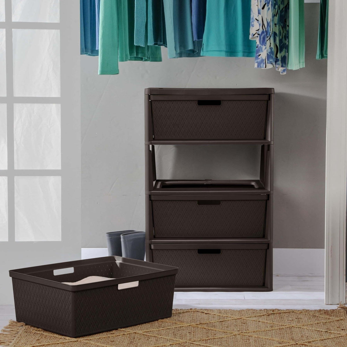 Brown 4 Drawer Storage Tower R71114