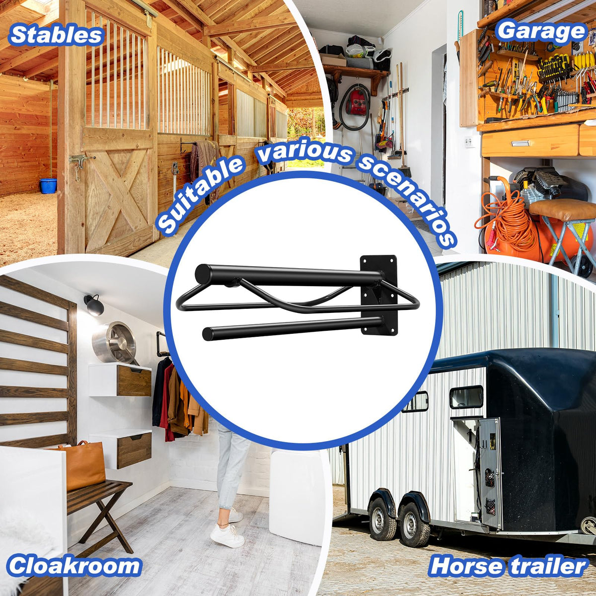 6 Pcs Wall Mount Saddle Rack with Pad Bar V453