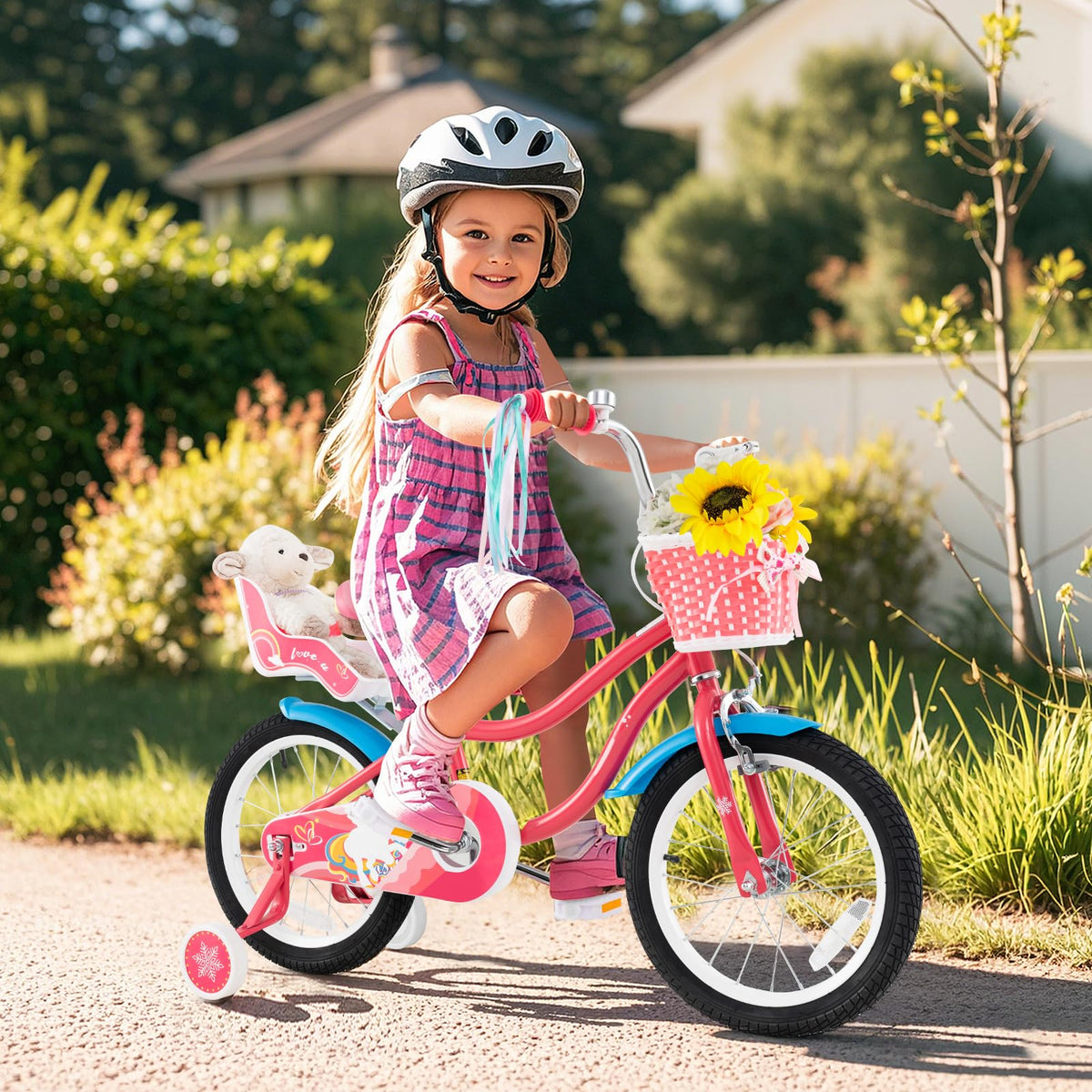 Girls Bike with Streamers & Doll-Seat L477385
