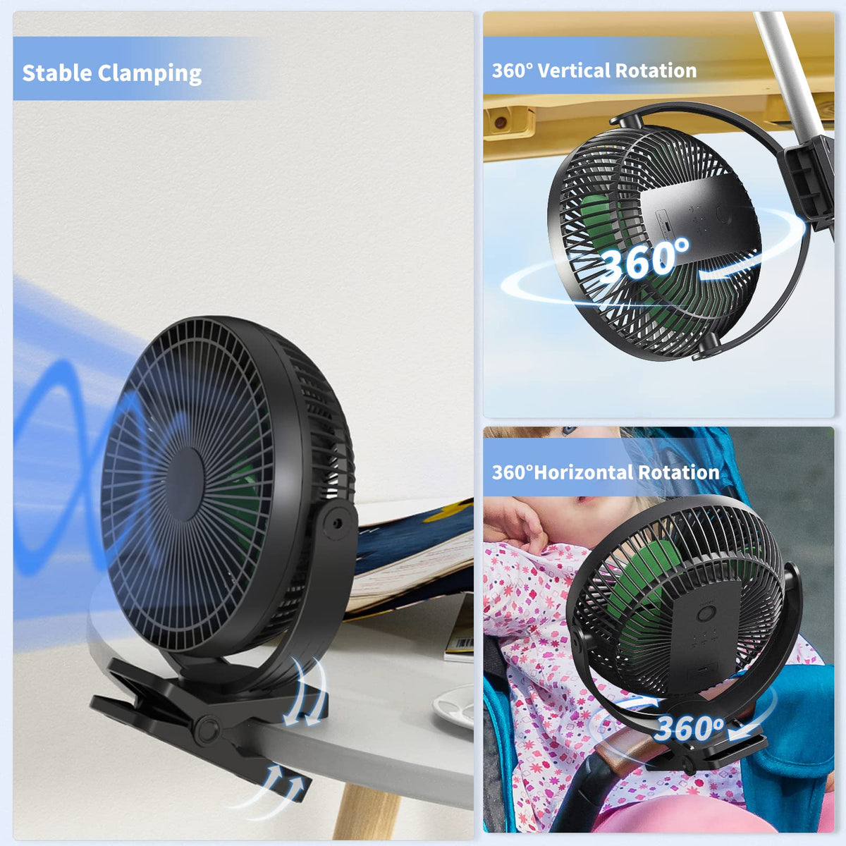 8 Inch Rechargeable Portable Clip on Fan H29993