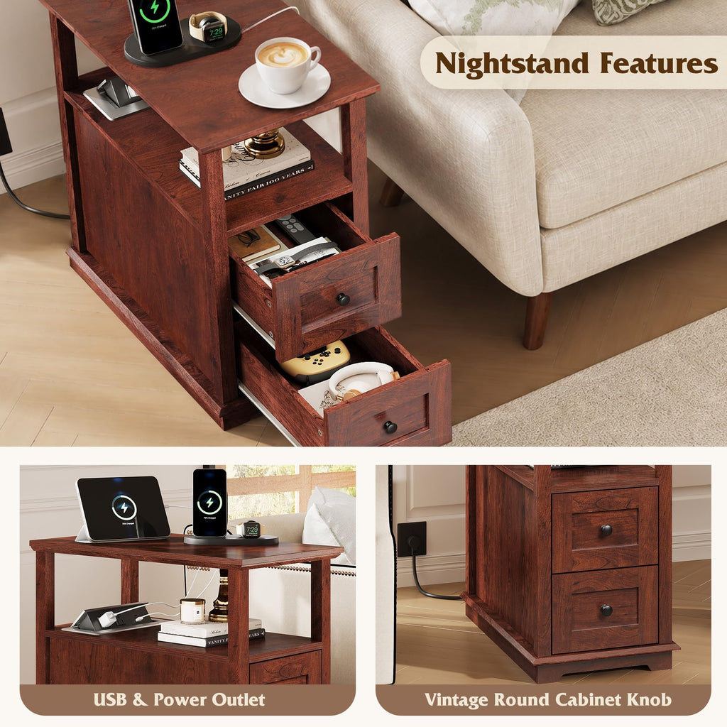 End Table with Charging Station & 2 Drawers J495492