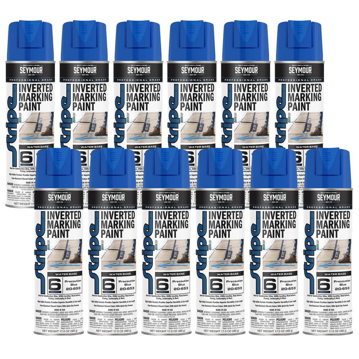 Precaution Blue Inverted Ground Marking Paint, 17 oz (Pack of 12) W2949