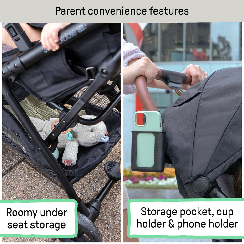 Compact Fold Stroller with Oversized Canopy and Extra-Large Storage, Gray A116