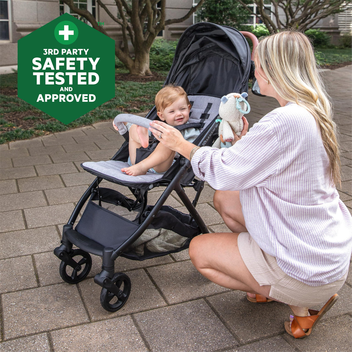 Compact Fold Stroller with Oversized Canopy and Extra-Large Storage, Gray A116