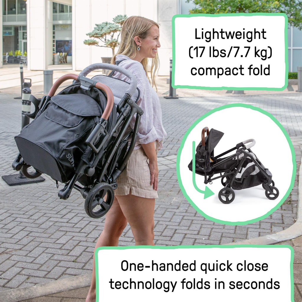 Compact Fold Stroller with Oversized Canopy and Extra-Large Storage, Gray A116