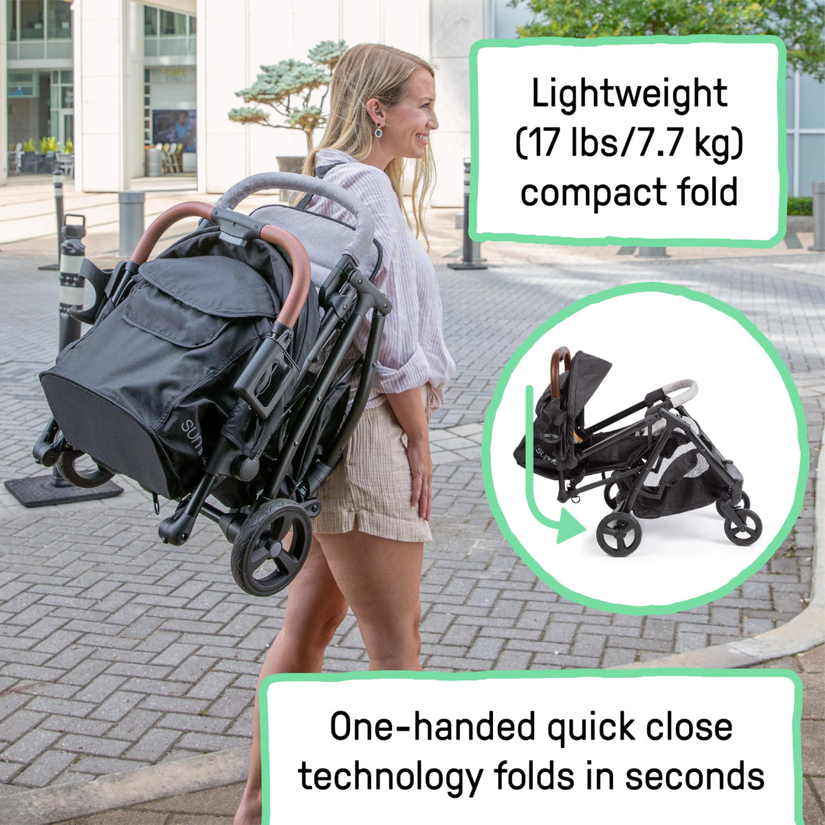 Compact Fold Stroller with Oversized Canopy and Extra-Large Storage, Gray A116
