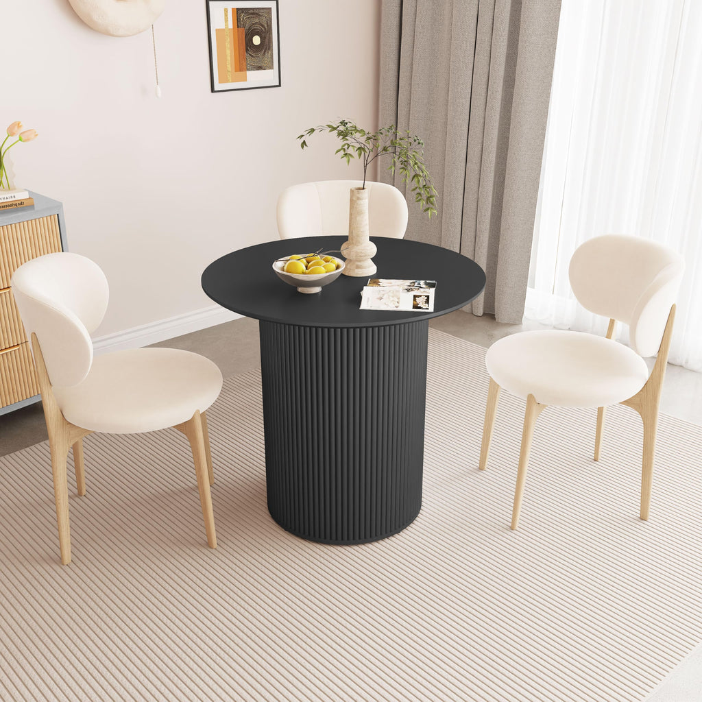 31.5" Round Dining Table with Fluted Wood Base O2714
