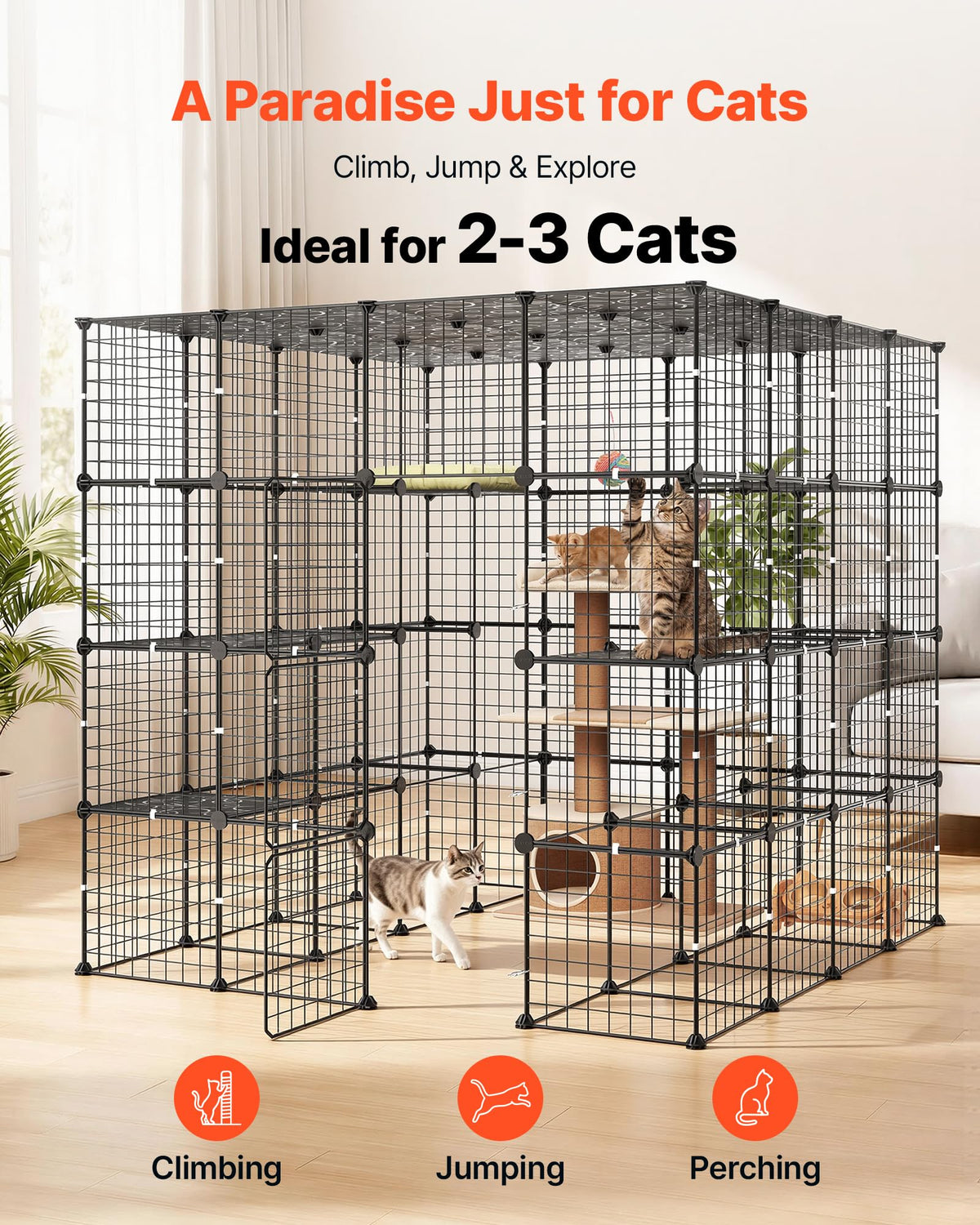 4-Tier Metal Wire Cat Cage with 3 Doors E5404