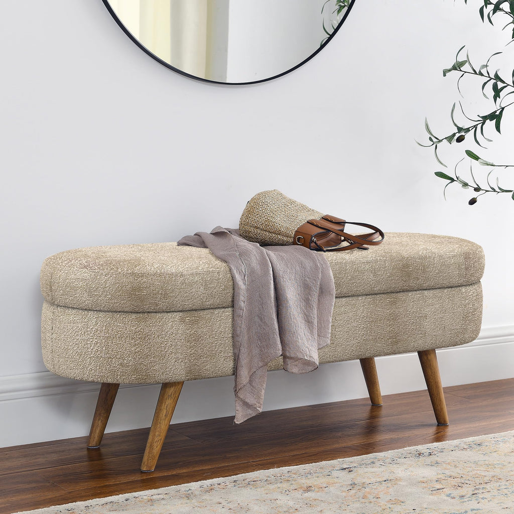 Oval Storage Bench with Rubber Wood Legs Z336489