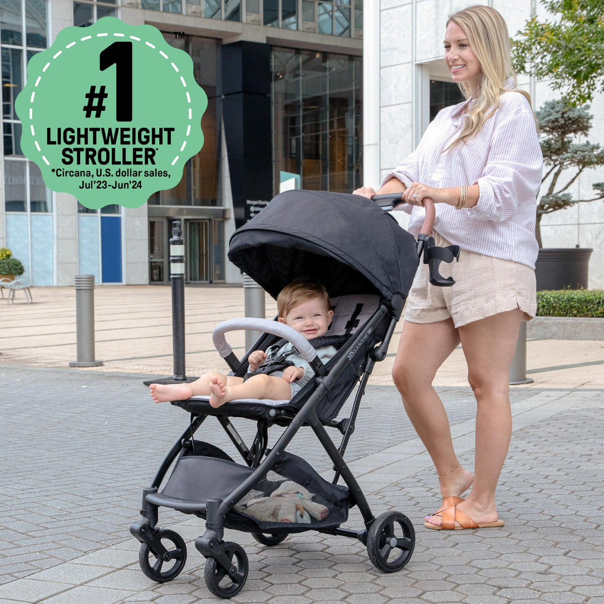 Compact Fold Stroller with Oversized Canopy and Extra-Large Storage, Gray A116